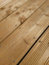 Wooden pine deck shelves Royalty Free Stock Photo