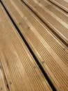 Wooden pine deck shelves Royalty Free Stock Photo