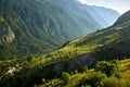 Terrace farming in the Ecrins National Park in summer. Hautes-Alpes, French Alps, France Royalty Free Stock Photo