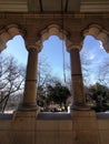 View through the porch of the St John the Baptist Church in Stefanesti Royalty Free Stock Photo