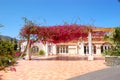 Terrace with flowers at luxury hotel Royalty Free Stock Photo
