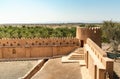 Terrace of the Jabreen Castle with the fields of date palms in background, Oman Royalty Free Stock Photo