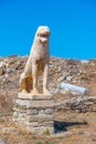 The terrace of the lions at Delos island in Greece Royalty Free Stock Photo