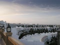 A view of the beautiful terrace at the luxury hotel before sunset, Sharm El Sheikh, Egypt