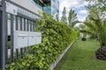 Terrace of an office building full of plants on a sunny day Royalty Free Stock Photo