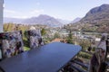 Terrace overlooking the lake of Lugano Royalty Free Stock Photo