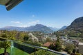 Terrace overlooking the lake of Lugano Royalty Free Stock Photo