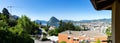 Terrace overlooking the lake of Lugano Royalty Free Stock Photo