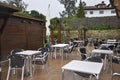 Terrace Restaurant from Medieval Santillana del Mar Town in Spain.