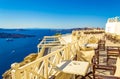 Terrace with scenic view of Santorini island Caldera Greece Royalty Free Stock Photo