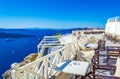 Terrace with scenic view of Santorini island Caldera Greece Royalty Free Stock Photo