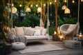 Terrace sofa green house garden Royalty Free Stock Photo