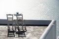 Terrace with two chairs, Santorini Royalty Free Stock Photo