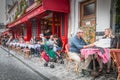 Terrace of a typically Parisian restaurant in the Montmartre di