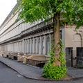 Terrace of Victorian tenement buildings built of sandstone in Glasgow`s West End, Scotland UK.