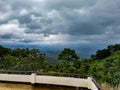 Terrace view plattform point tree rain forest green valey mountain jungle tour pai north chiang mai thailand dark sky