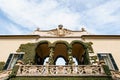 Terrace of Villa Balbianello with ivy-covered arches. Lake Como, Italy Royalty Free Stock Photo