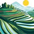 Terraced farms vector graphics