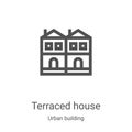 terraced house icon vector from urban building collection. Thin line terraced house outline icon vector illustration. Linear