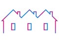 Terraced house, vector icon, rainbow contour