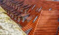 Brick roof with dormer windows Royalty Free Stock Photo