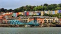 Terraced housing district in Bristol city harbor in England