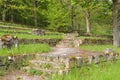 Terraced landscape with limestone walls in public park