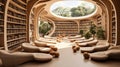 Terraced Library Pods. Combining Nature, Literature, and Design. Green Bookseller For Study. Generative AI