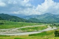 Terraced rice fields and traditional houses of the H`Mong ethnic people Royalty Free Stock Photo