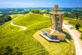 Terraced vineyard hill and viewpoint on Madjerkin Breg Royalty Free Stock Photo