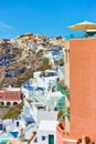 Terraces of Fira town in Santorini