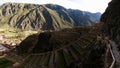 Terraces of Pumatallis in Ollantaytambo archaeological site, Cuzco, Peru