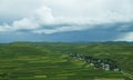 Terraces under dark clouds Royalty Free Stock Photo