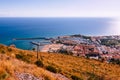 Terracina, Italy. October 02, 2019: Tyrrhenian sea coast view from Temple of Jupiter Anxur, Terracina, Royalty Free Stock Photo