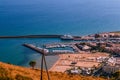 Terracina, Italy. October 02, 2019: view from Temple of Jupiter Anxur on the port of Terracina, Latina, Royalty Free Stock Photo