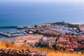 Terracina, Italy. October 02, 2019: view from Temple of Jupiter Anxur on the port of Terracina, Latina, Royalty Free Stock Photo