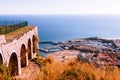 Terracina, Italy. October 02, 2019: view from Temple of Jupiter Anxur on the port of Terracina, Latina, Royalty Free Stock Photo