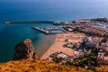 Terracina, Italy. October 02, 2019: view from Temple of Jupiter Anxur on the port of Terracina, Latina, Royalty Free Stock Photo