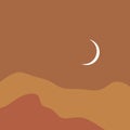 Terracotta abstract modern minimalistic landscape. Digital contemporary art print. Burnt orange trendy warm color palette. Summer