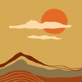 Terracotta Abstract Modern Minimalistic Landscape Digital Painting Fashion Scandinavian Style Color Liquid Shapes