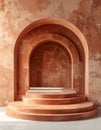 Terracotta Arches with Three Tiered Circular Steps Platform Pedestal Royalty Free Stock Photo