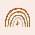 Terracotta boho rainbow meditation wall art vector illustration