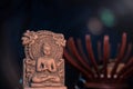 Terracotta Buddha of Sarnath, Varanasi, India in peaceful ray of light
