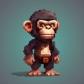 Terracotta Chimp: A Darkly Detailed Pixel Monkey Art Character