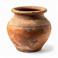 Terracotta Clay Pot with Rough Texture Isolated on White Background Royalty Free Stock Photo