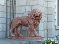The terracotta figure of the lion in of the main entrance to the Yusupov Palace. Royalty Free Stock Photo