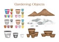 Terracotta Flower Pots with Soil and Pebble