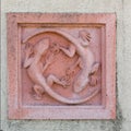Terracotta gecko wall decoration Royalty Free Stock Photo