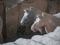 Terracotta horses in the tomb of first emporer of Qin dynasty, the terracotta warriors at Shaanxi, Xian, China, Asia Royalty Free Stock Photo