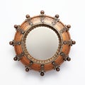 Terracotta Medallion Style Wooden Mirror With Ornate Detail